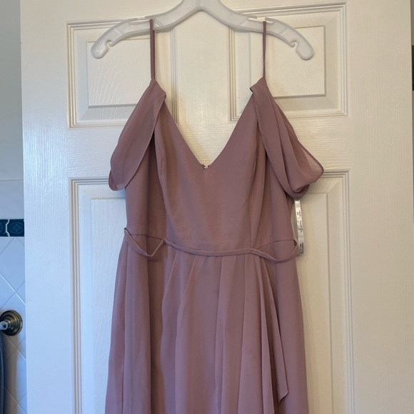 Off the shoulder David’s bridal dress - quartz, SZ 12 - Picture 3 of 14